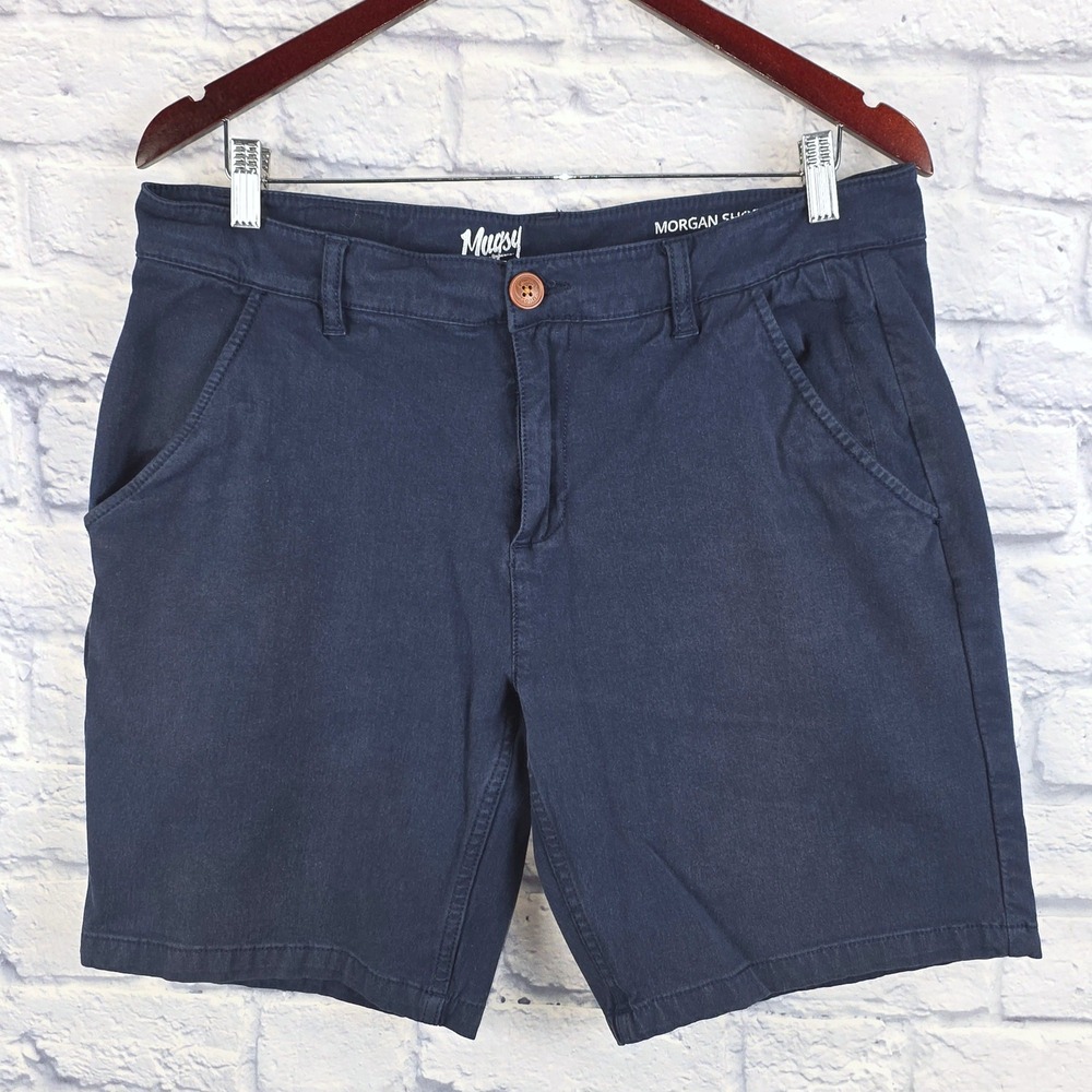 Mugsy Morgan Shorts Men 9" inseam Navy Blue Chino‎ Stretch Performance Size 34